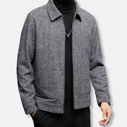 Homme Veste - Tissu Tissé - Coupe Droite - Col Classique - Fermeture Zippée