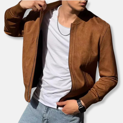 Olivier Blouson Aviateur Daim | Veste Zippée Homme