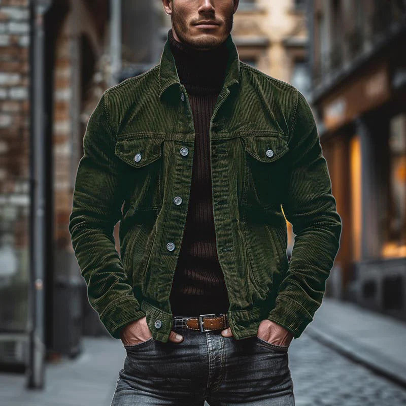 Veste homme – Style vintage – Coupe structurée – Col à revers – Poches boutonnées