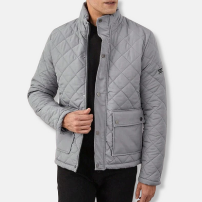 Homme Veste - Tissu Tissé - Coupe Régulière - Col Montant - Motif Losanges