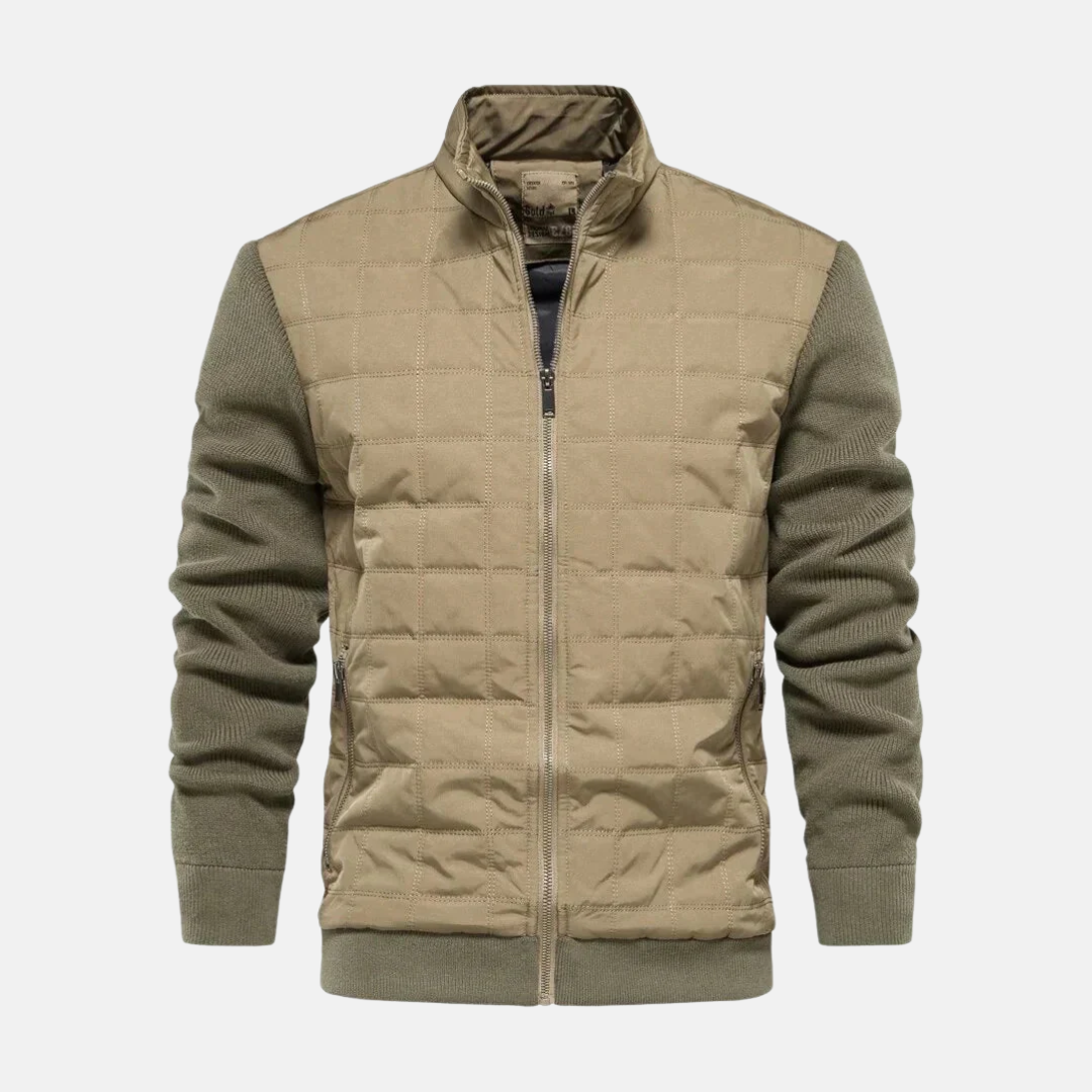 Blouson bomber homme – Coupe moderne – Devant matelassé – Manches en maille – Finition côtelée