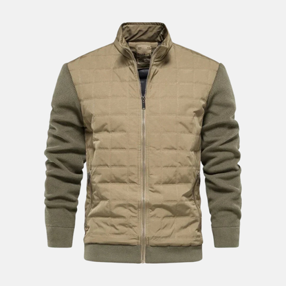 Blouson bomber homme – Coupe moderne – Devant matelassé – Manches en maille – Finition côtelée
