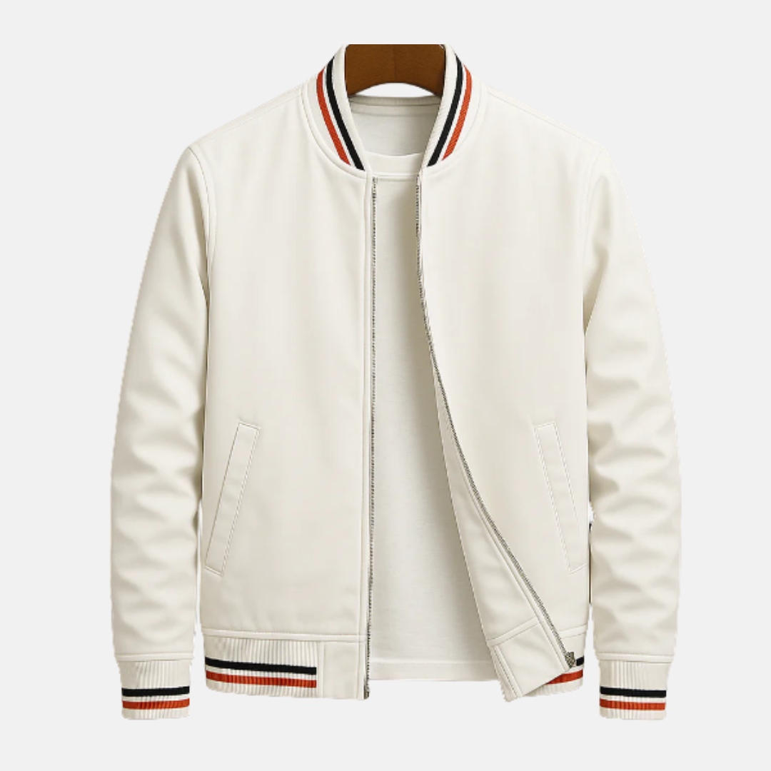 Blouson bomber homme – Coupe droite – Tissu léger – Fermeture zippée – Finition côtelée