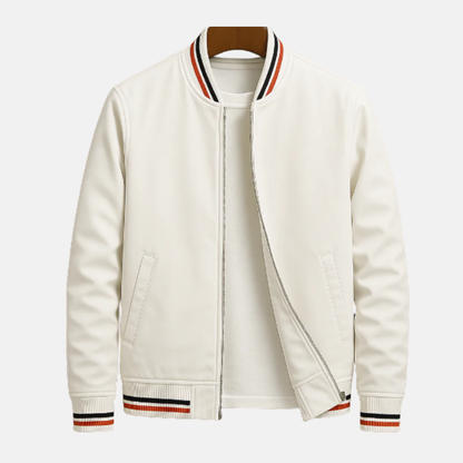 Blouson bomber homme – Coupe droite – Tissu léger – Fermeture zippée – Finition côtelée