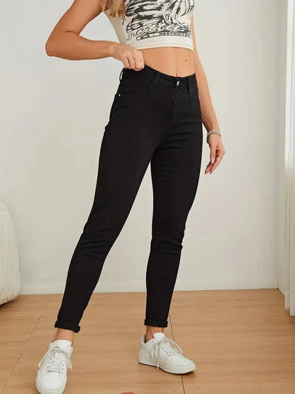 Jean Skinny Femme - Taille Haute - Coupe Ajustée - Confort Extensible