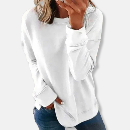 Sweatshirt femme – Coupe ample – Coton doux – Col rond confortable – Manches longues