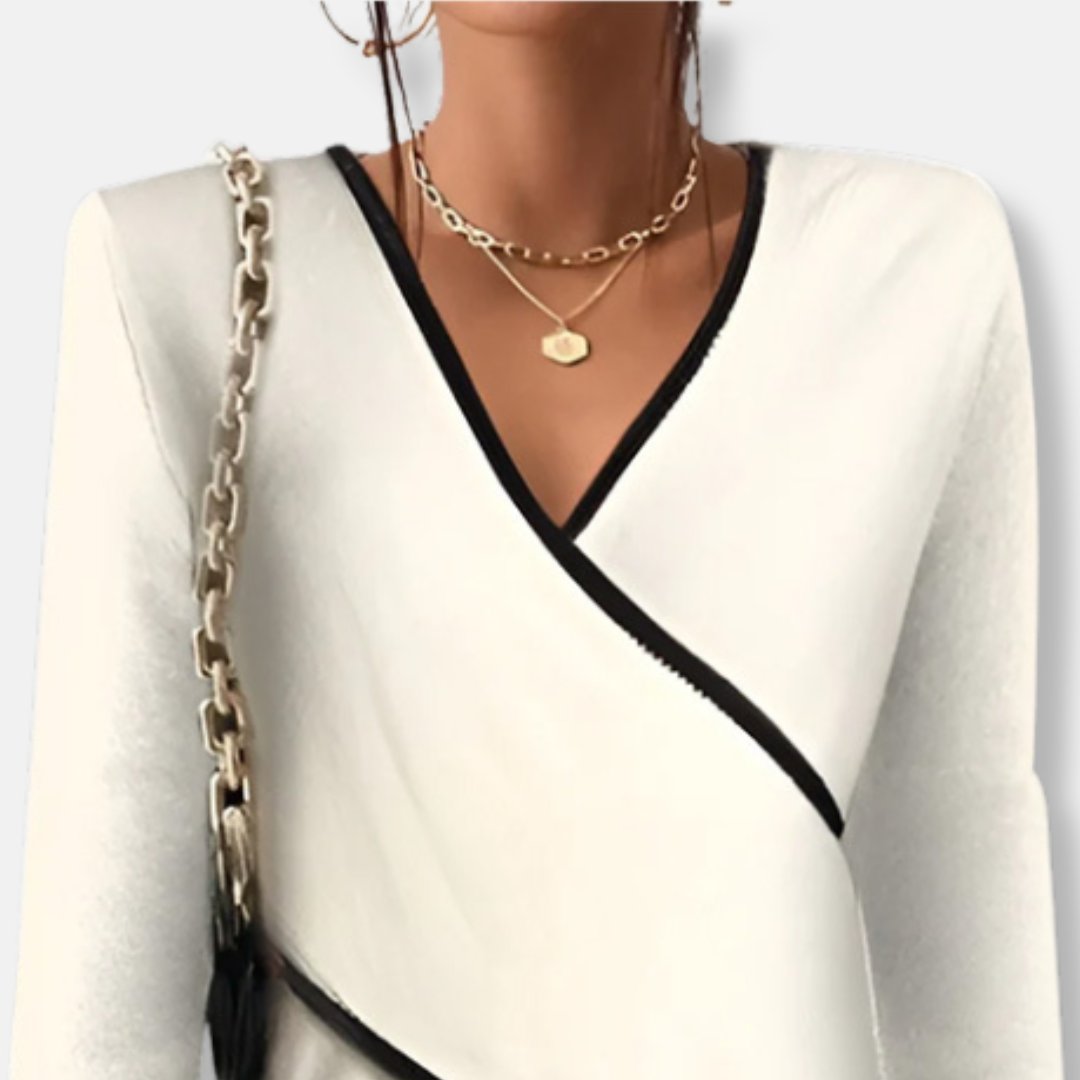Romane Pull Maille Fine Col V | Manches Longues Pull