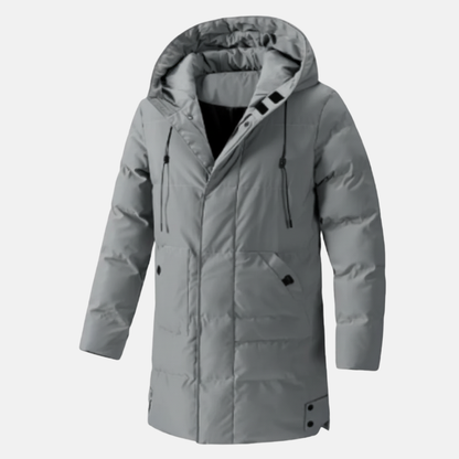Manteau homme à capuche – Coupe mi-longue – Imperméable – Matelassé – Multi-poches