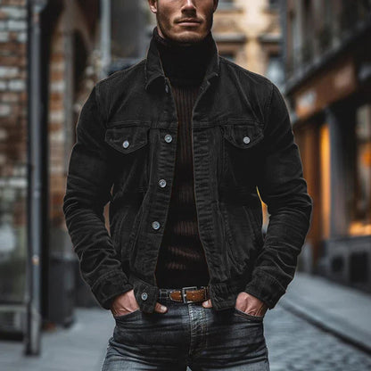 Veste homme – Style vintage – Coupe structurée – Col à revers – Poches boutonnées