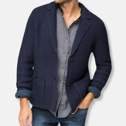 Homme Blazer - Tricot épais - Coupe droite - Col cranté