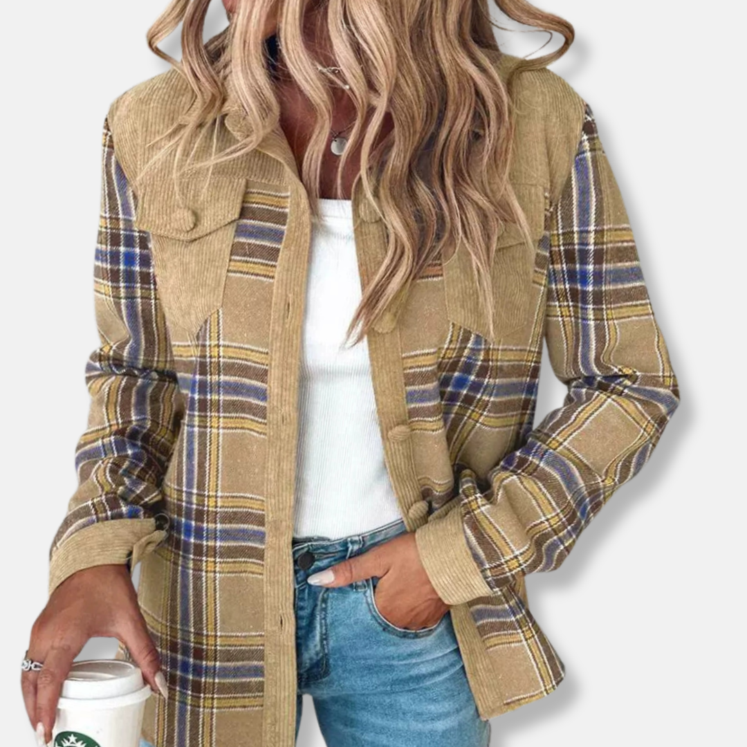 Femme Veste - Velours Côtelé - Coupe Oversize - Manches Longues - Imprimé Zèbre