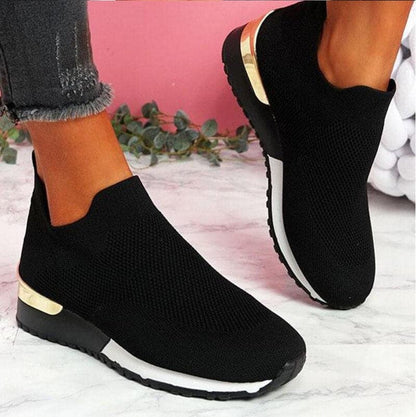 Chaussures Baskets Femme - Tissu Tricoté Respirant - Semelle Confort Légère - Slip-On