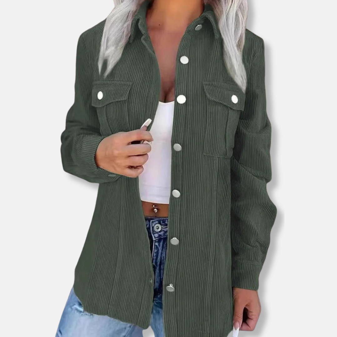 Amélie Veste Chemise Décontractée | Boutonnage Frontal Poches Veste