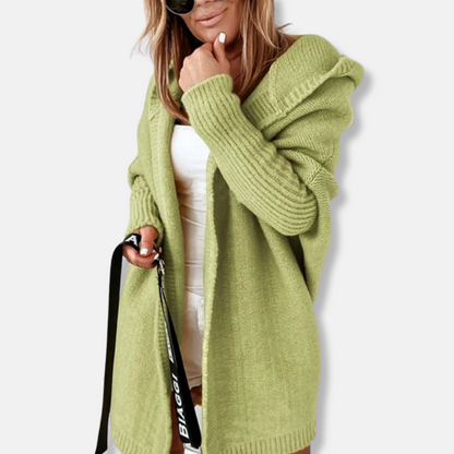 Femme Cardigan - Maille Douce - Coupe Ample - Capuche - Manches Longues