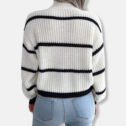 Amélie Pull Rayé Avec Manches Lanterne | Pull Doux