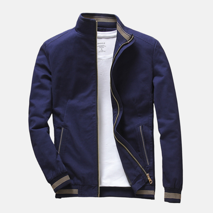 Veste homme casual – Coupe slim – Tissu léger – Col montant – Poches zippées