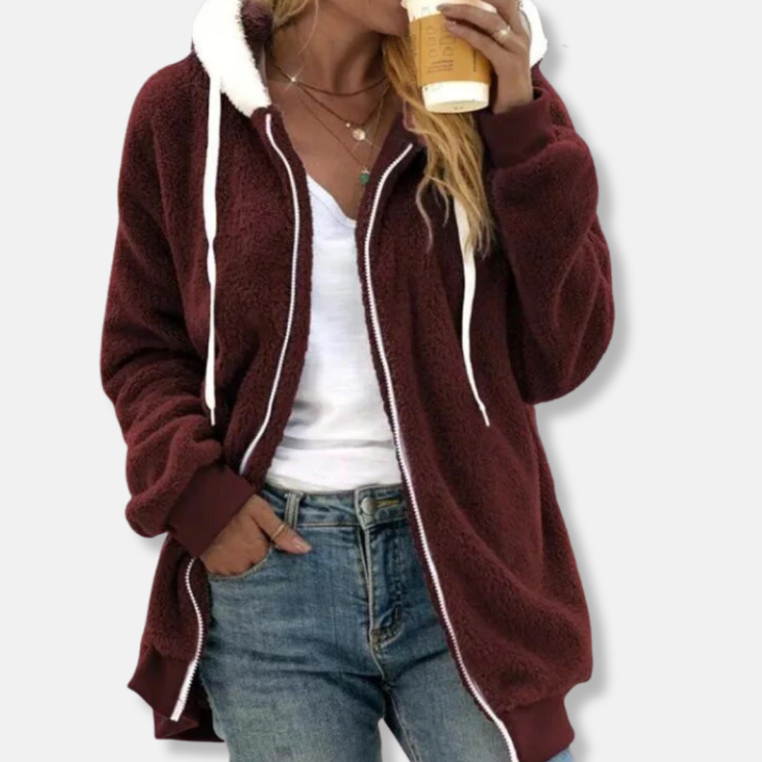 Femme Veste À Capuche - Sherpa Doux - Manches Longues - Coupe Décontractée