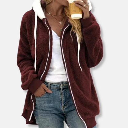 Femme Veste À Capuche - Sherpa Doux - Manches Longues - Coupe Décontractée