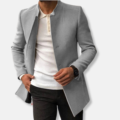 Veste homme – Coupe slim – Laine – Sans col – Fermeture simple – Longueur hanches