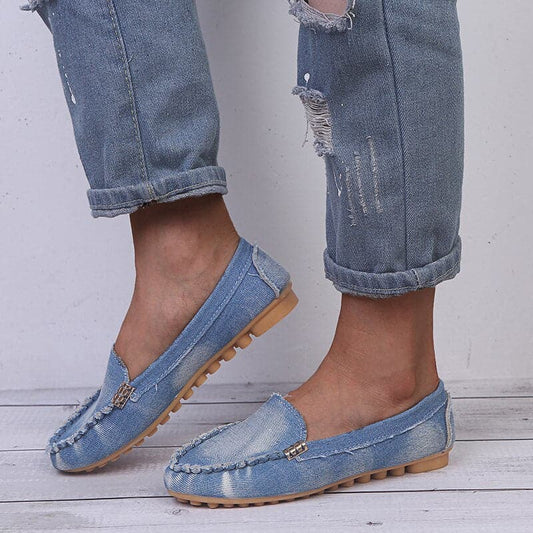 Mocassins Femme - Style Loafer - Denim Décontracté - Confort Slip-On