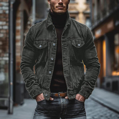 Veste homme – Style vintage – Coupe structurée – Col à revers – Poches boutonnées