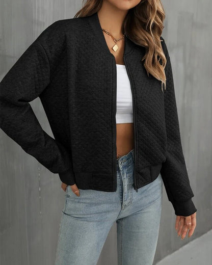 Veste matelassée femme – Coupe ample – Tissu doux – Zip frontal – Finitions côtelées