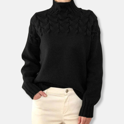 Camille Laine Pull Col Roulé Oversize | Pull Maille Torsadée Femme