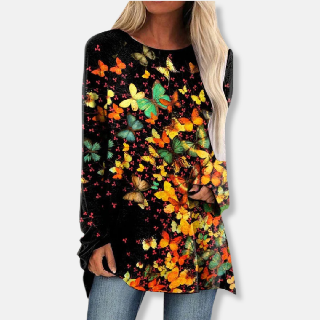 Femme Tunique - Maille Légère - Coupe Décontractée - Manches Raglan Longues