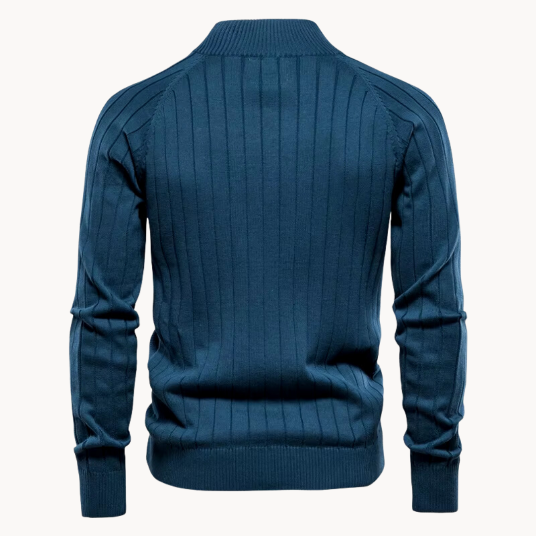 Veste hybride homme – Coupe slim – Laine mélangée tricotée – Fermeture zippée – Finitions côtelées