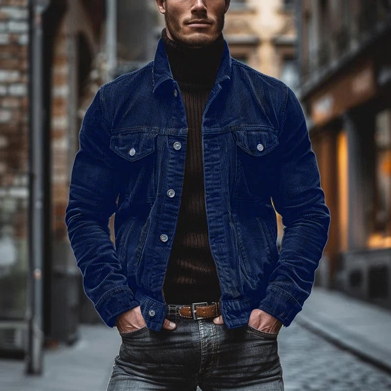 Veste homme – Style vintage – Coupe structurée – Col à revers – Poches boutonnées