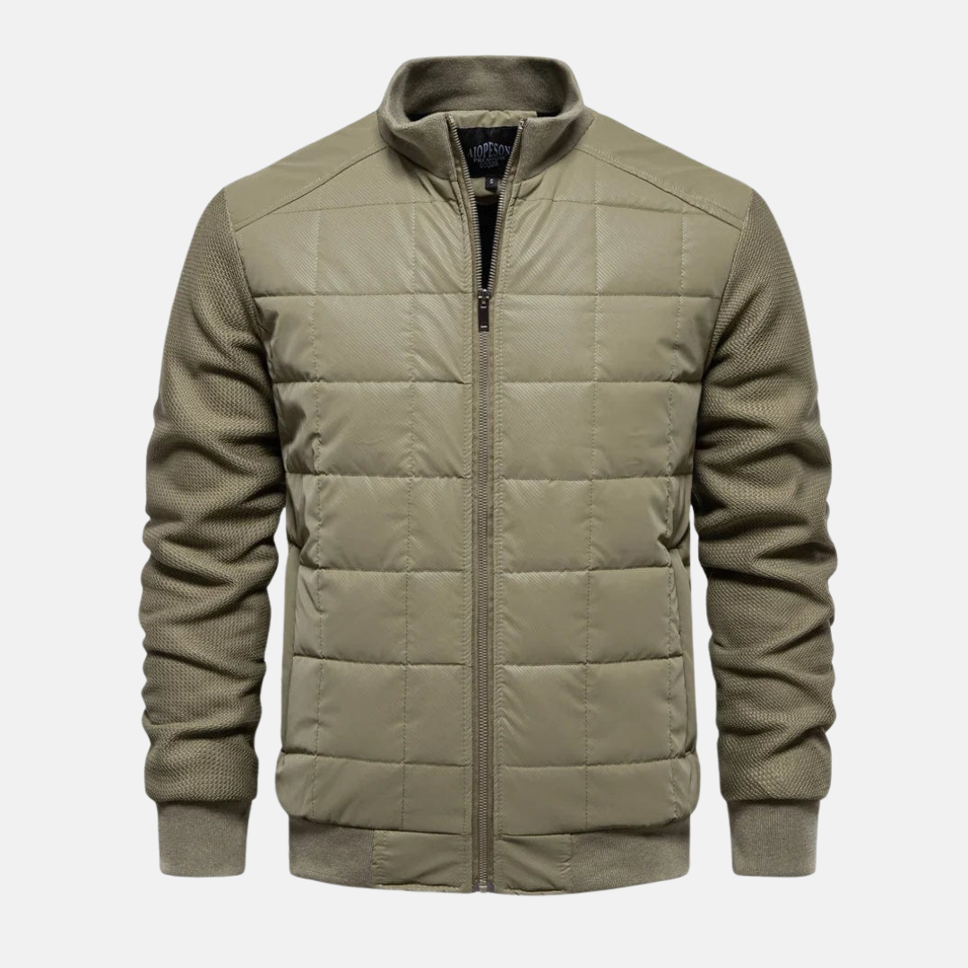 Homme Veste - Tissu Tissé Matelassé - Coupe Slim - Col Montant