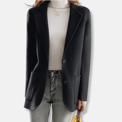 Femme Blazer - Laine Mélangée - Coupe ajustée - Col cranté - Longueur hanche