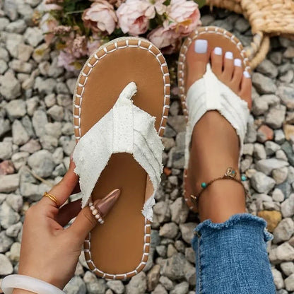 Sandales Femme - Style Tongs - Bride Large Confortable - Semelle Plate Casual