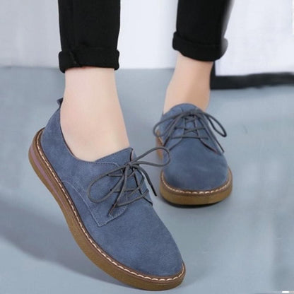 Chaussures Oxford Femme - Daim Élégant - Bout Rond - Semelle Confortable Antidérapante