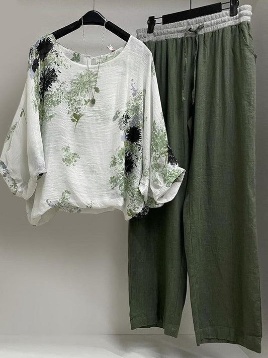 Ensemble Femme Deux Pièces – Tunique Ample et Pantalon Large – Fibre Naturelle Respirante