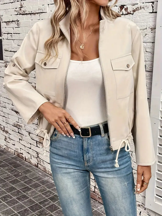 Veste femme – Coupe cintrée – Simili cuir – Fermeture zippée – Ourlet ajustable
