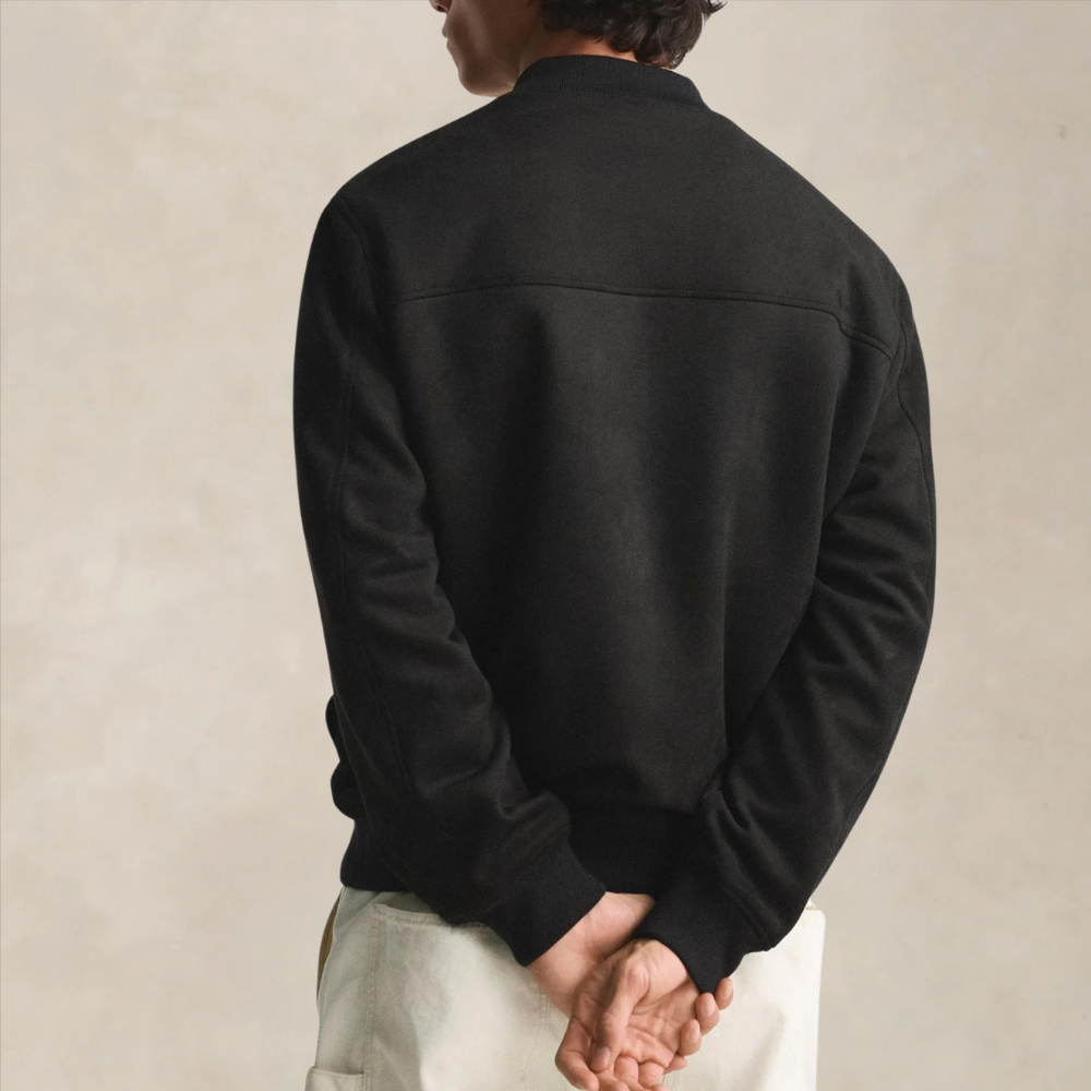 Blouson homme en daim – Coupe droite – Fermeture zippée – Bords côtes élégants