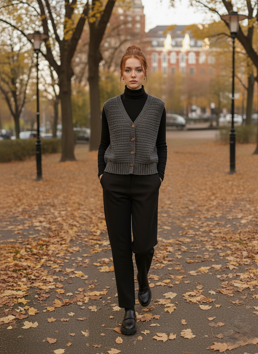 Cardigan en tricot sans manches pour femme – Boutonné sur le devant – Look décontracté chic