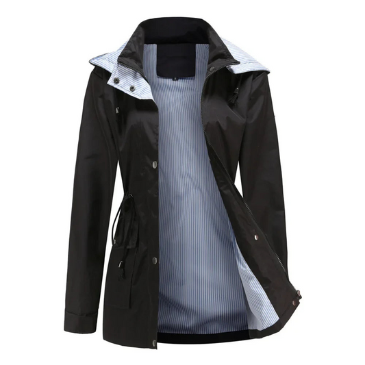 Manteau trench femme – Coupe cintrée – Imperméable – Taille ajustable – Zip et pressions