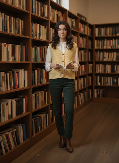 Cardigan en tricot sans manches pour femme – Boutonné sur le devant – Look décontracté chic