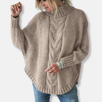 Amélie Pull Oversize | Col Roulé Manches Chauve-Souris Pull