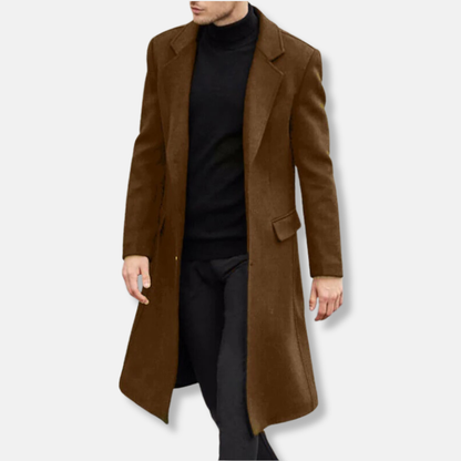 Manteau homme – Coupe structurée – Longueur genou – Laine mélangée – Style formel