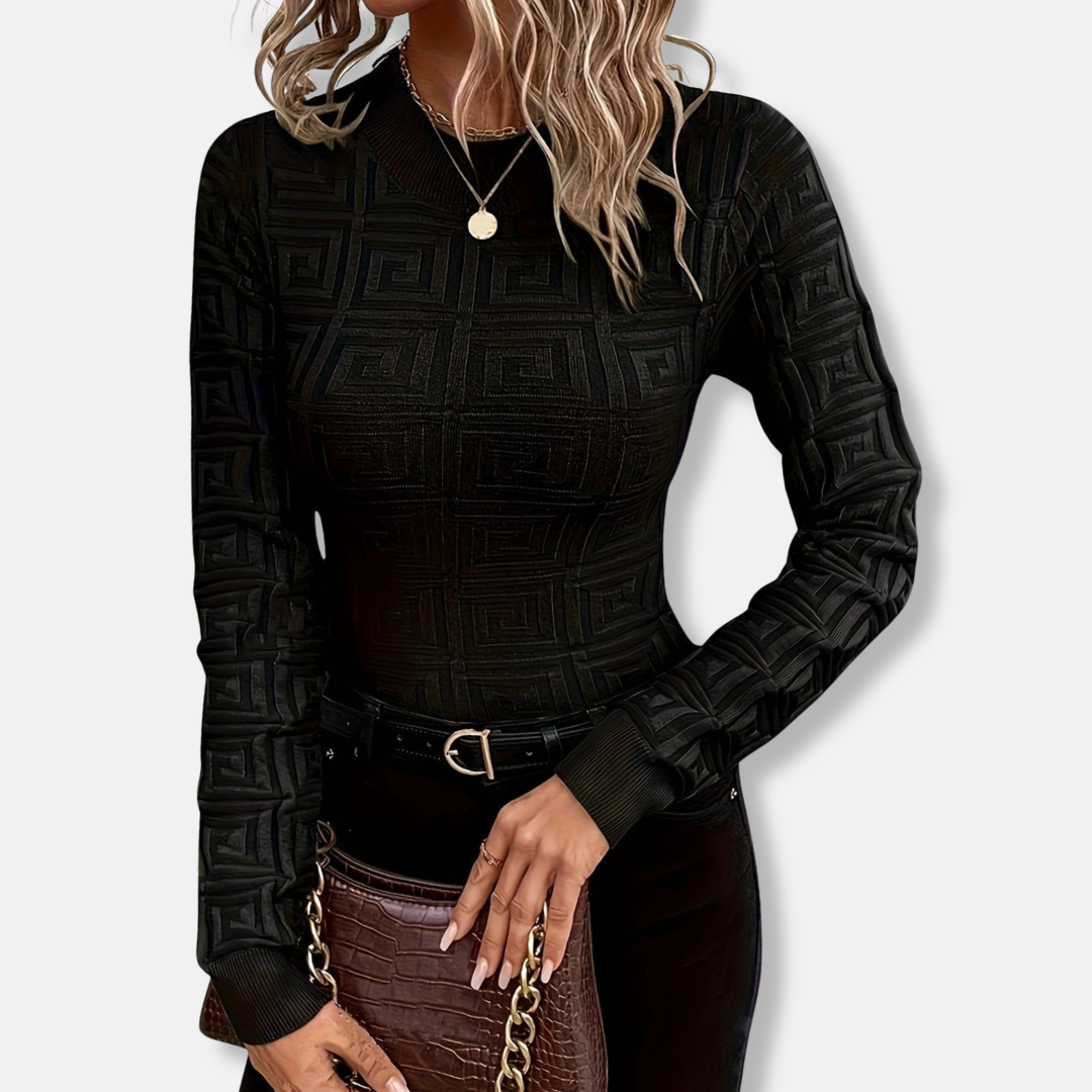 Femme Pull Tricoté - Tissu Maille Fine - Coupe Slim - Manches Longues - Col Montant