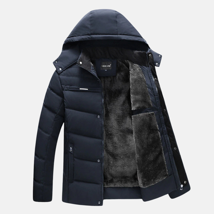 Veste homme matelassée – coupe regular – capuche – doublure effet fourrure – zippée