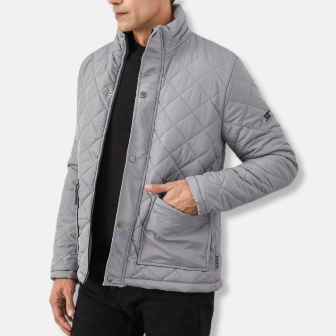 Homme Veste - Tissu Tissé - Coupe Régulière - Col Montant - Motif Losanges