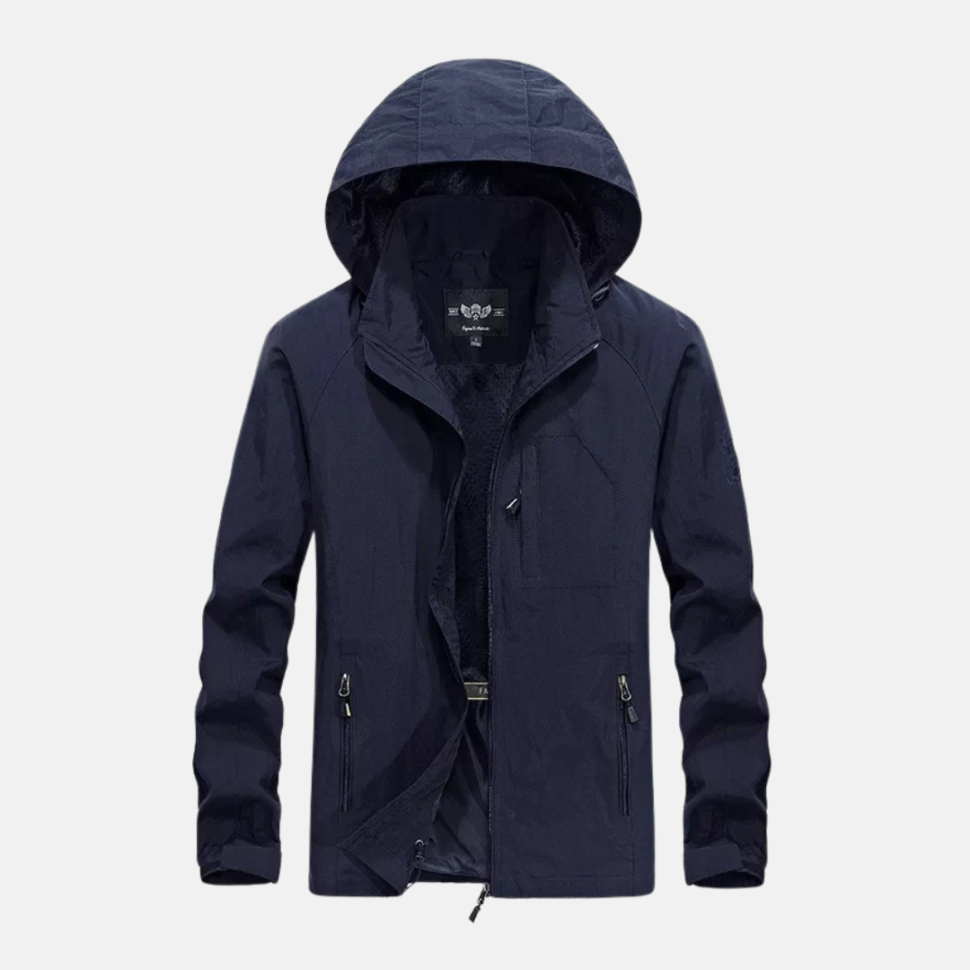 Homme Veste - Tissu Tissé Léger - Col Montant À Capuche - Longueur Hanches