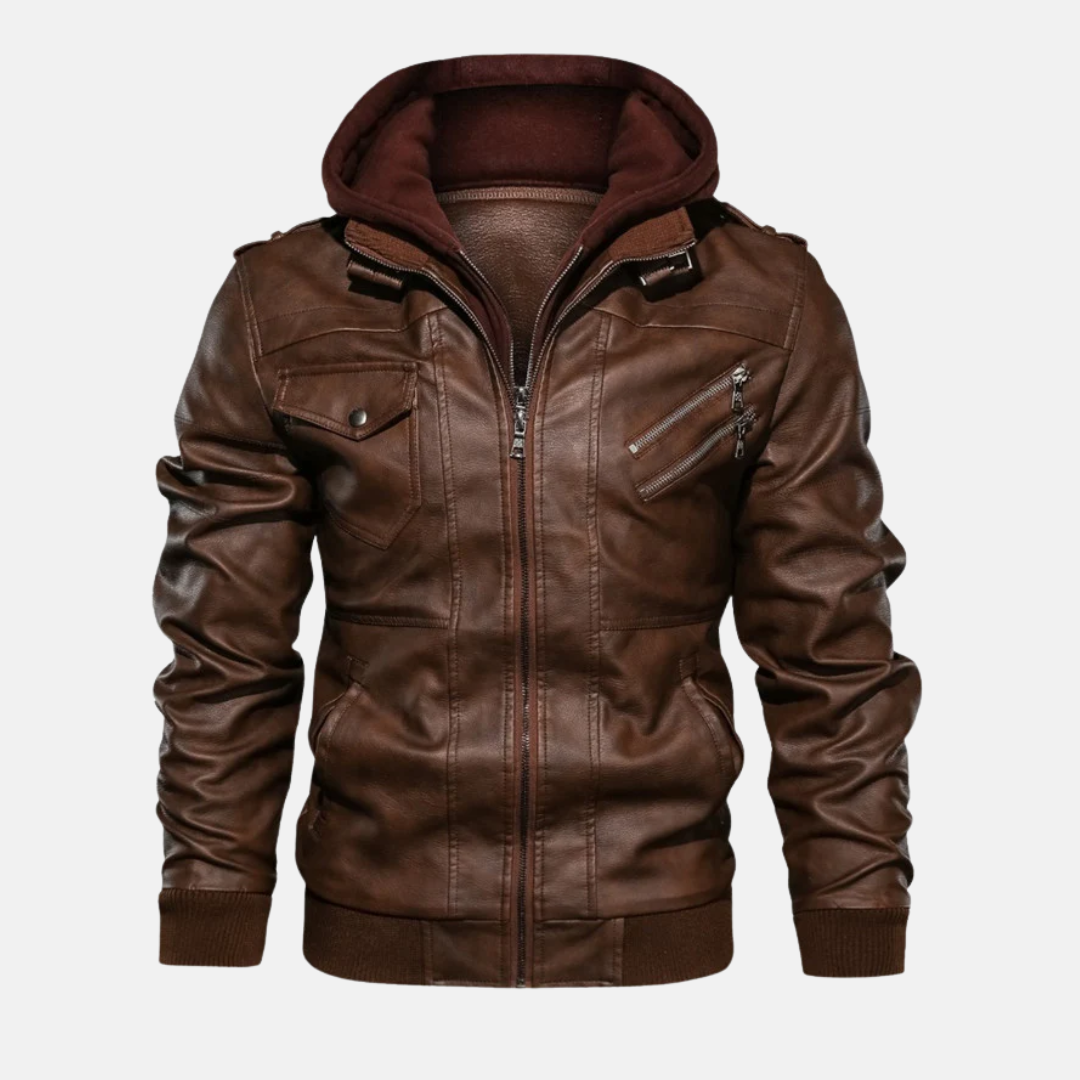 Homme Veste - Similicuir - Col montant - Base et poignets côtelés