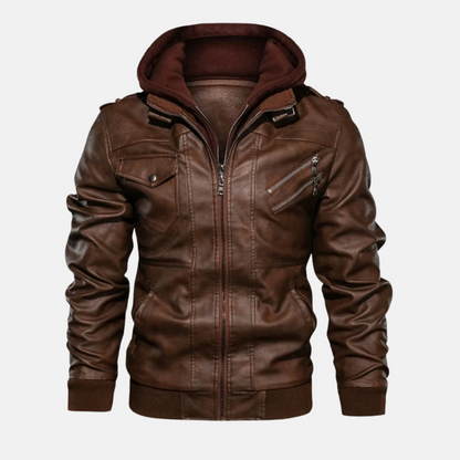 Homme Veste - Similicuir - Col montant - Base et poignets côtelés