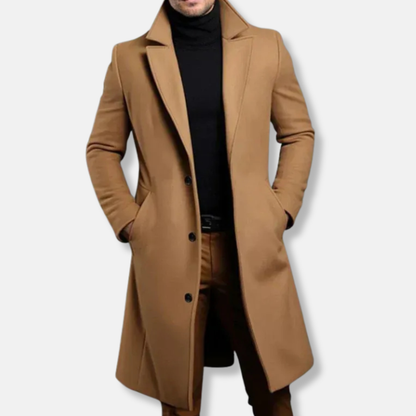 Georges En Laine Manteau Ajusté Long | Revers Cranté Manteau
