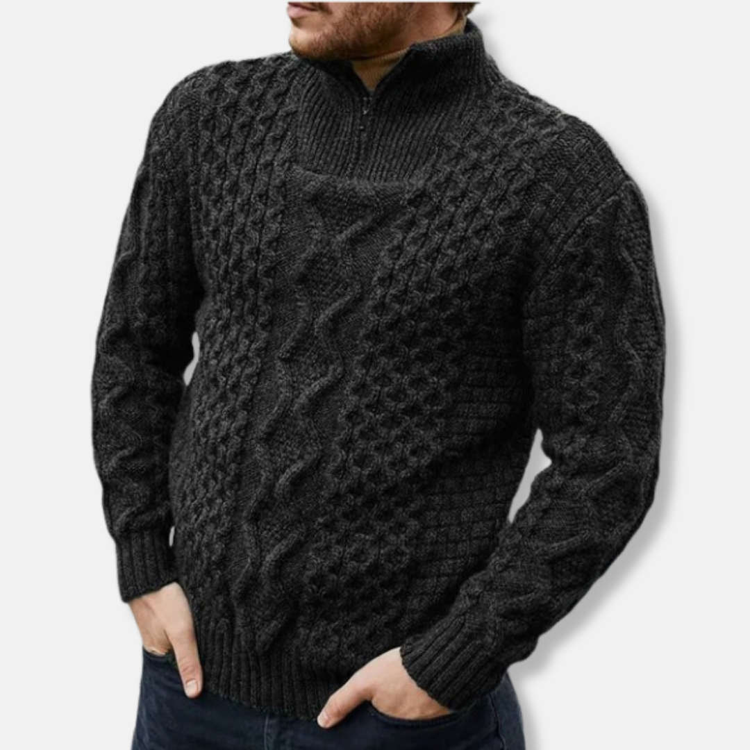 Olivier Pull Maille Torsadée | Coupe Regular Col Montant Pull